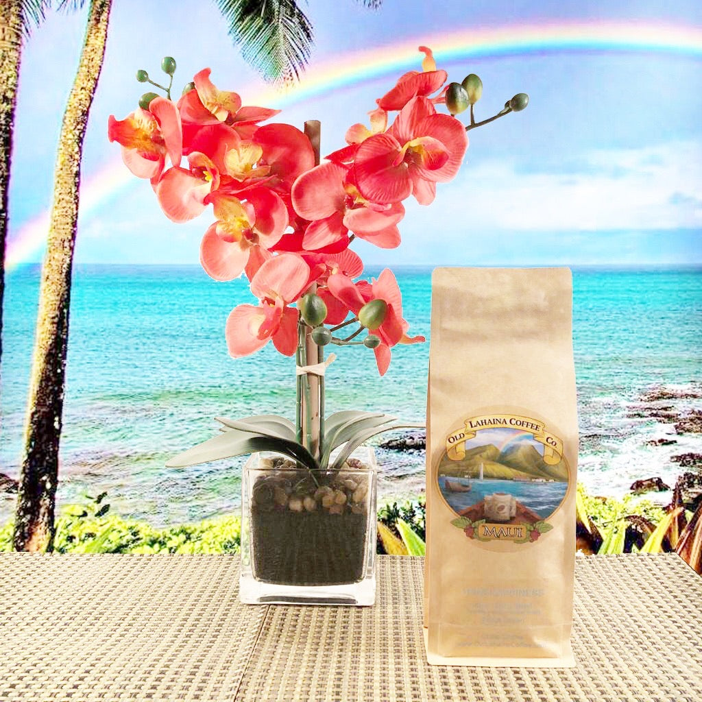 Medium Roast Maui Blend Coffee Beans in Resealable Kraft Bag with Old Lahaina Coffee logo 